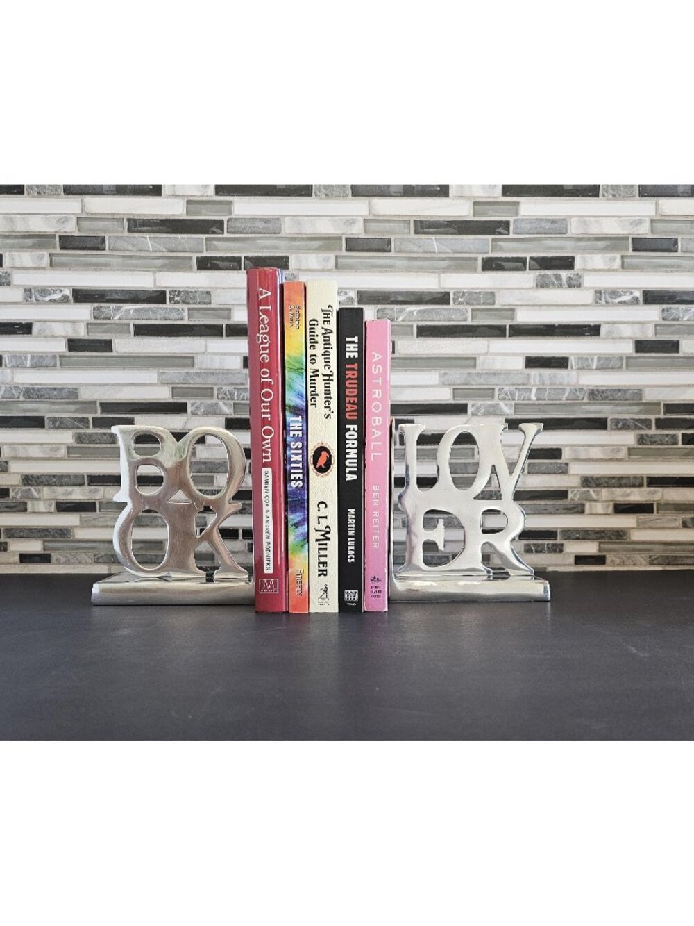 Vintage BOOK LOVER Aluminum Alloy, Polished Metal Bookends